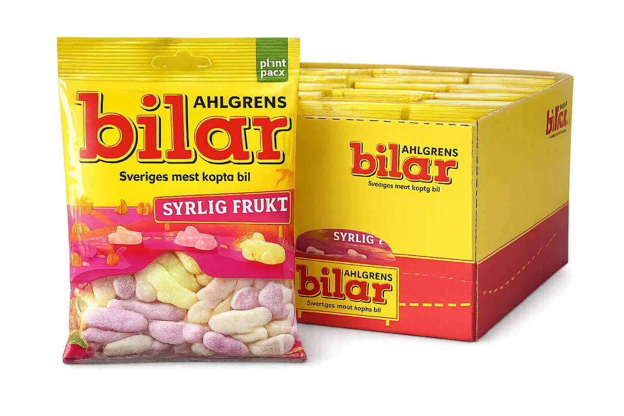 Ahlgrens Bilar Syrlig Frukt 100g 42st Storpack - Hel kartong