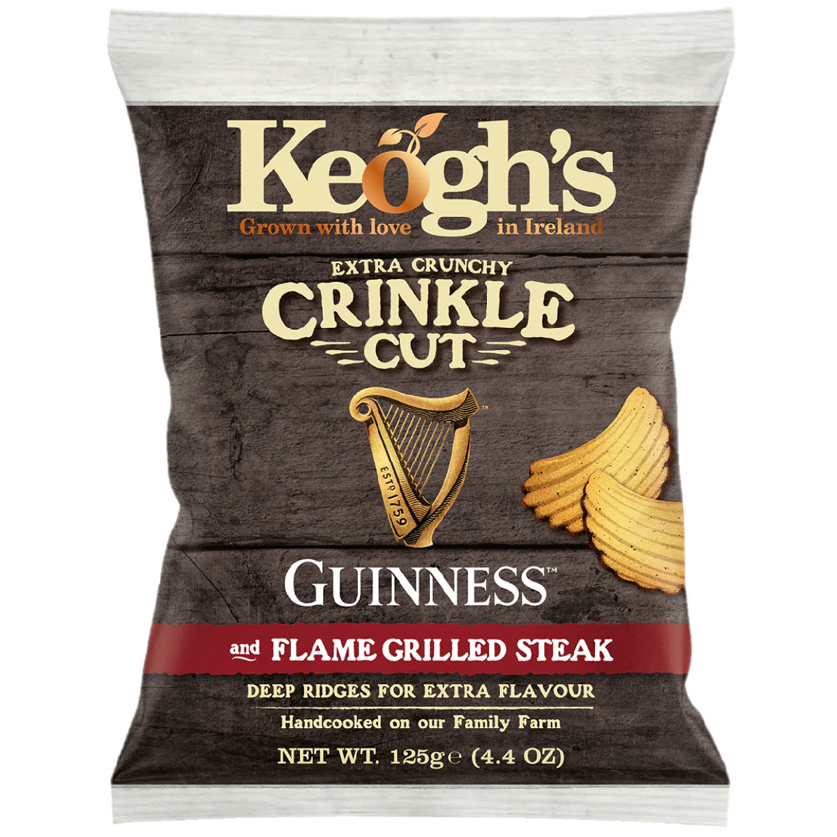 Keogh's Crinkle Guinness & Flame Grillet Bøf 125g