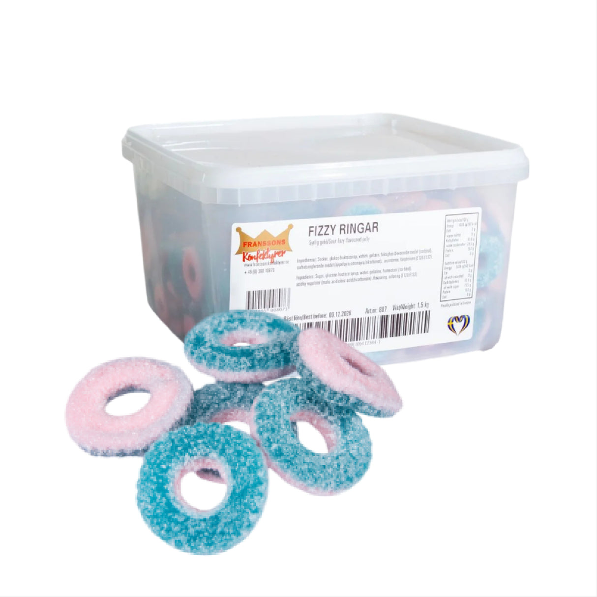 Fizzy Ringar 1500g Franssons Storpack