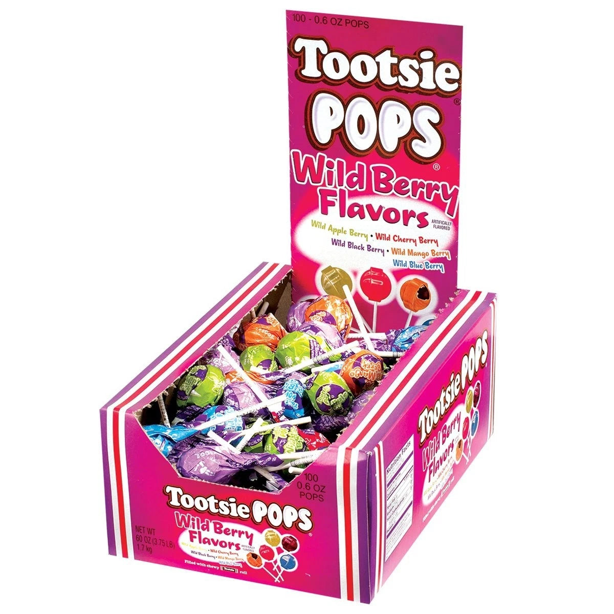 Tootsie Pops Vilde Bær Mix 100 stk., Fyldt med sej Toptsie Roll